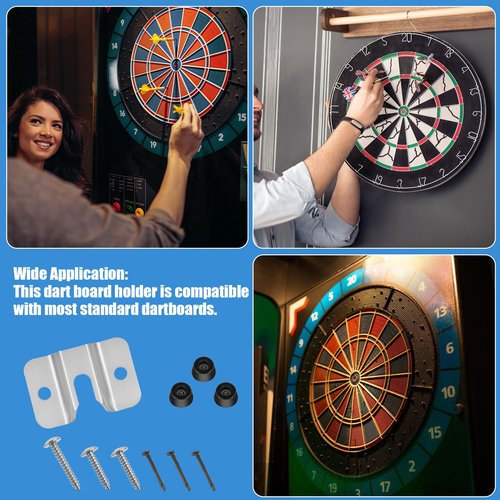 Mabor 2 Set Portable Dart Board Mounting Bracket, Includes Screws, Nails and Stabilisers Dart Board Hanging Hardware Kit Wall Bracket for Hanging Dartboard
