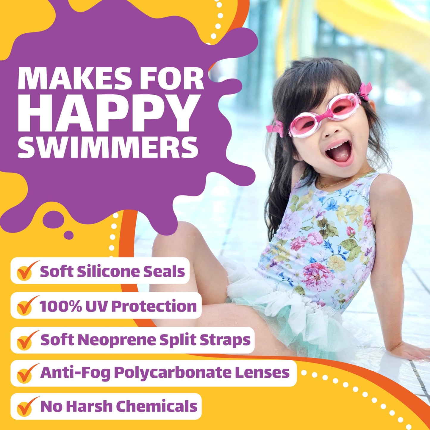 Frogglez Anti-Fog Swimming Goggles for Kids under 10 (Ages 3-10) Recommended by Parents; Premium Pain-Free Strap