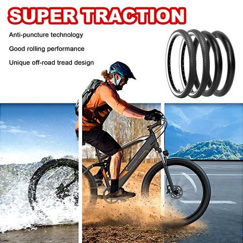2-Pack Bike Tire, 26x2.125 Inch Folding Replacement Bicycle Tires and Pair 26-inch Inner Tubes with Tire Levers for Beach Cruiser Urban City Commuter Bike - White Walled (Black)