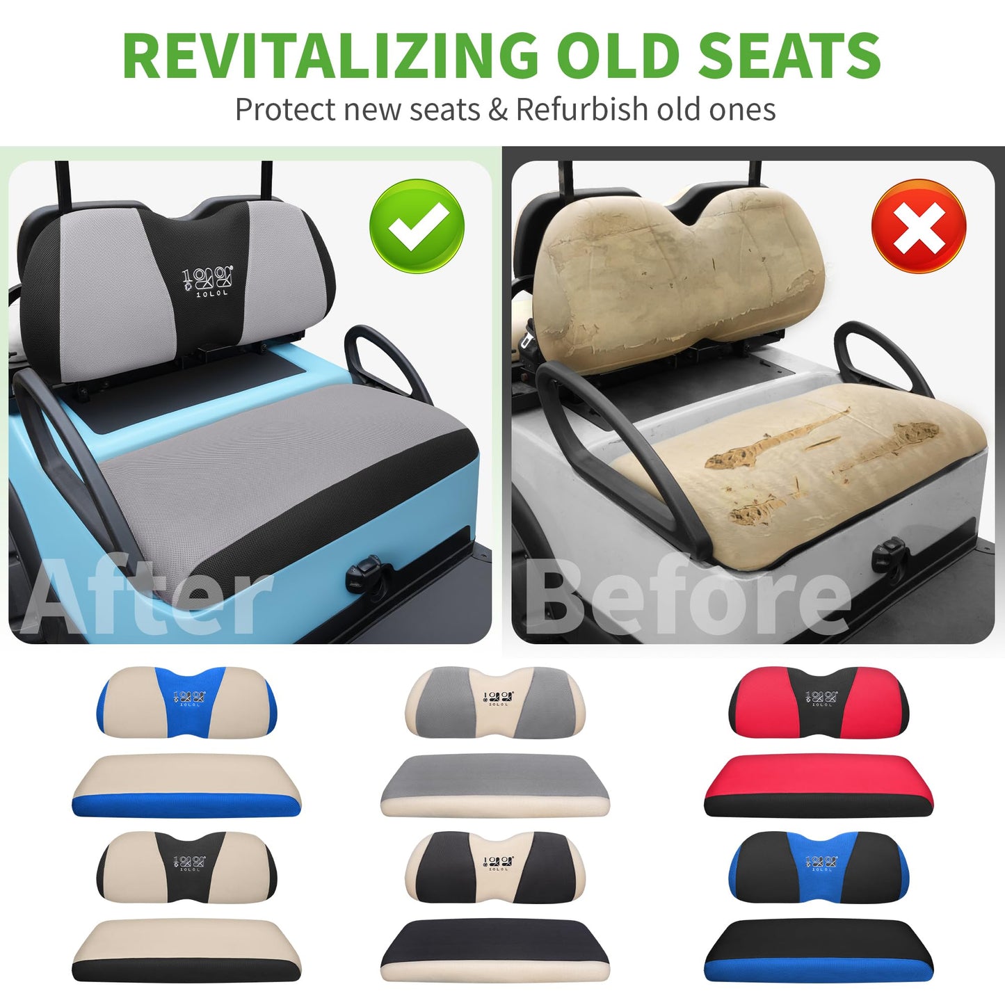 10L0L Elastic Golf Cart Seat Covers for Yamaha Club Car Precedent and Most Original Front Seat, Sandwich Material, A Perfect Balance of Warmth in Winter and Cooling in Summer