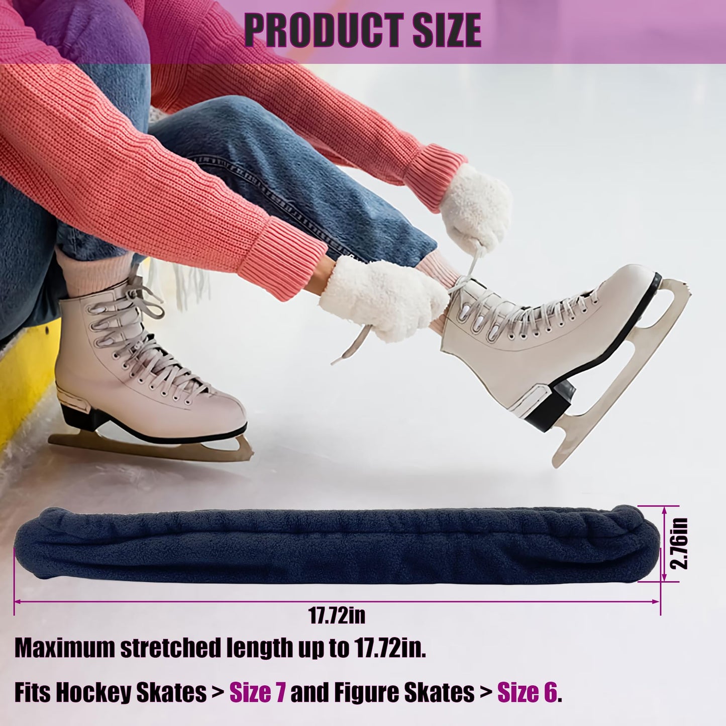 Ice Skate Blade Covers, Ice Skate Guards, Sports Blade Cover, Skate Blade Protector for Hockey Skates, Figure Skates and Ice Skates, Black