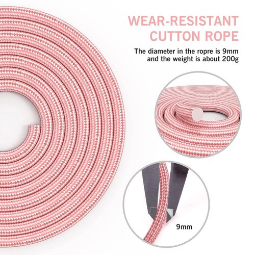 FITMYFAVO Jump Rope Cotton Adjustable Skipping Weighted jumprope for Women,Adult and Children Athletic Fitness Exercise Jumping Rope