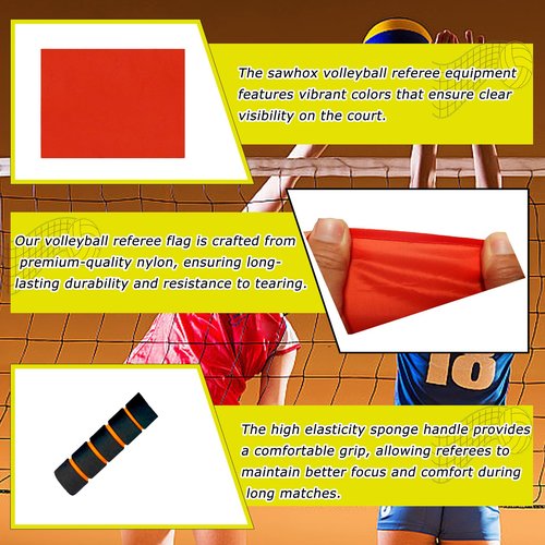 SAWHOX Volleyball Flags Line Judge Set, 4PCS Volleyball Referee Flags Lightweight Referee Equipment for Volleyball, Track and Field