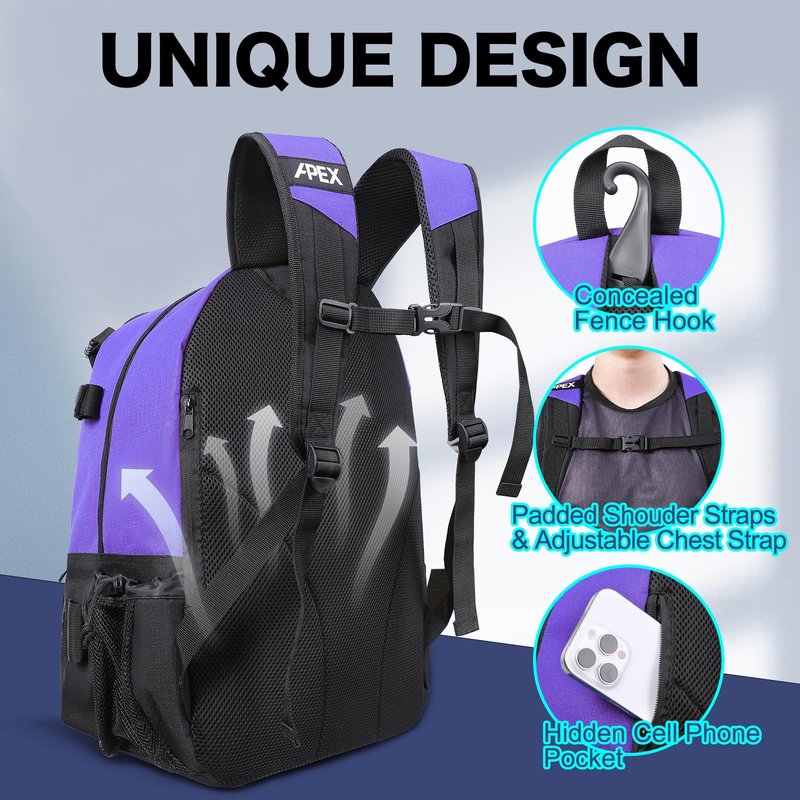 Apex Outdoors Lacrosse Bag, Large Lacrosse Backpack with Two Stick Holders