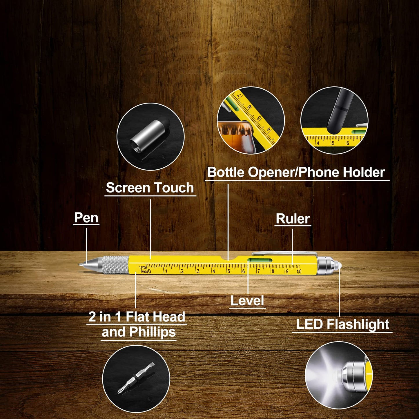 KEZKALS Gifts for Men, 9 in 1 Multitool Pen, Birthday Gifts for Men, Mens Gifts for Dad Him Husband, Anniversary Graduation Teacher Gifts for Mens Who Have Everything, Cool Gadgets Tools