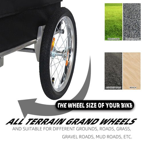Heavy-Duty Bike Cargo Trailer with Removable Waterproof Cover – 88 lbs Capacity, 16" All-Terrain Wheels & Foldable Design for Camping, Groceries, Hauling Essentials