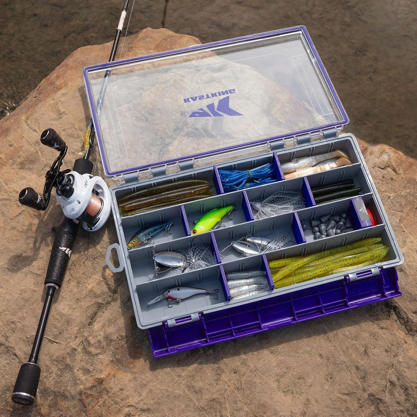 KastKing HyperSeal Waterproof Tackle Box — Royale Family Edition, Waterproof 3600 and 3700 Tackle Trays, Fishing Tackle Box Organizer with Removable Dividers