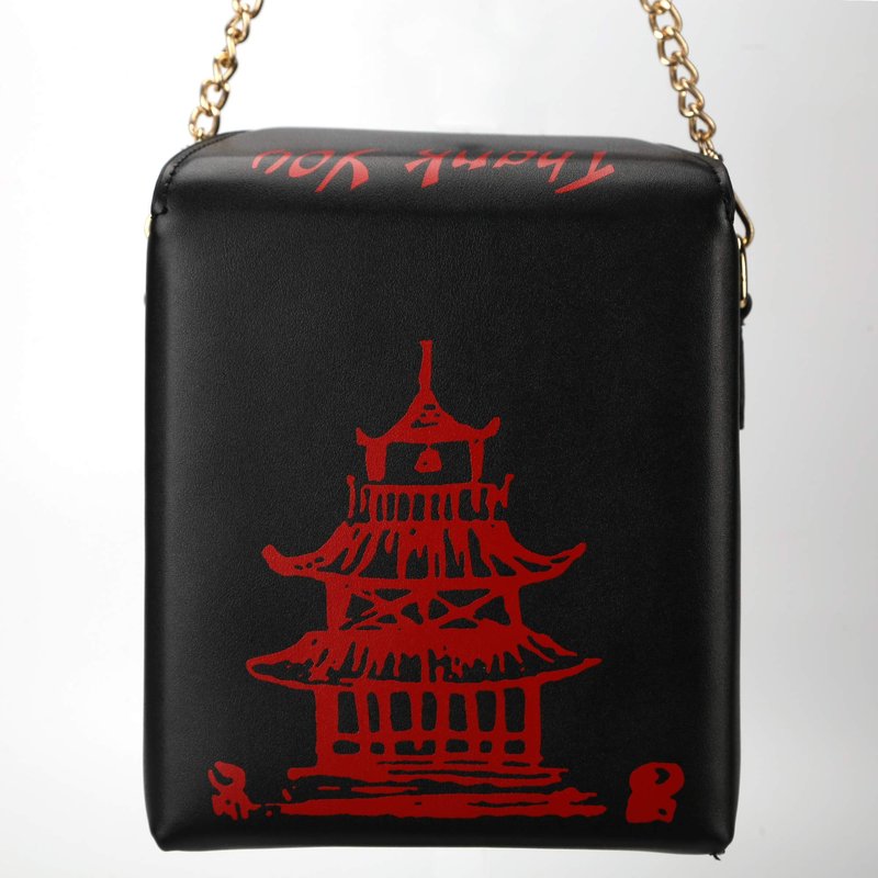 QiMing Tower Print Crossbody Shoulder Bag,Pu Chinese Takeout Box Totes Purse for Women
