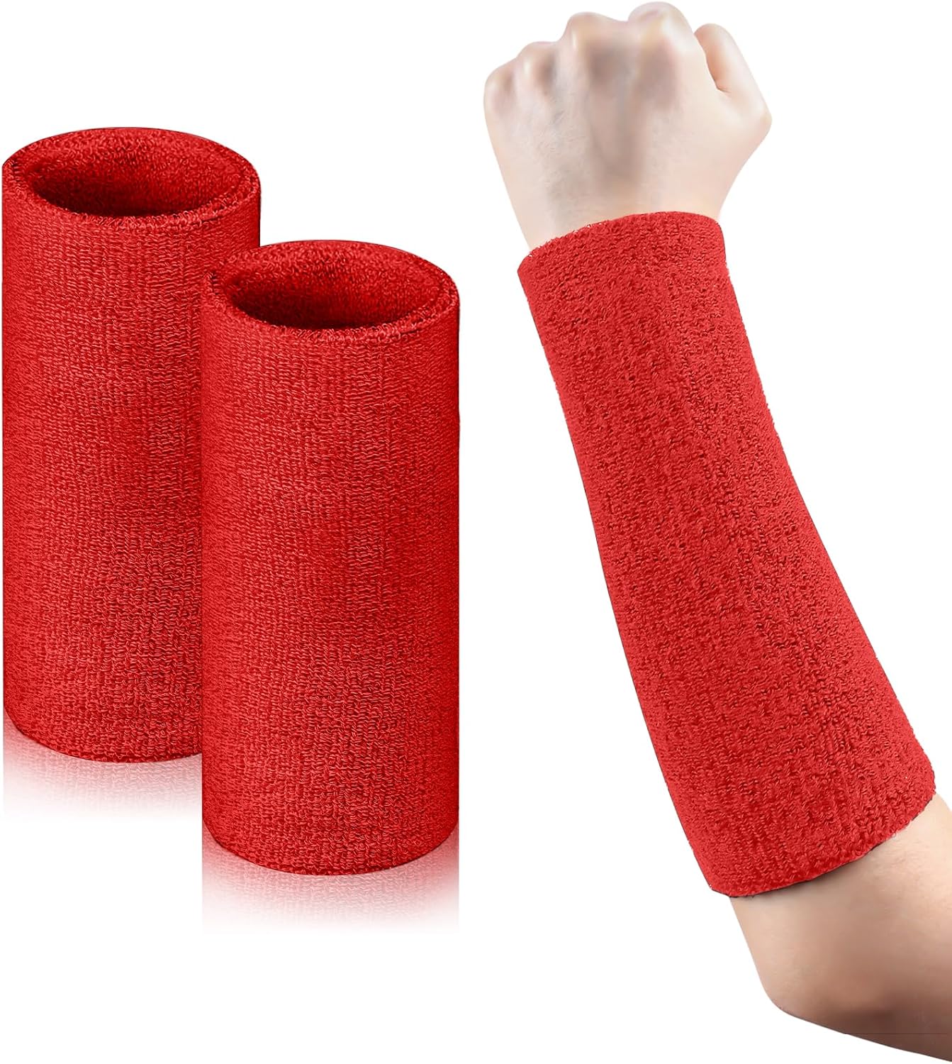 2 Pcs 9 Inch Long Wristbands Sweatbands Black Large Sweat Bands Wristbands Wrist Sweatbands Bulk Arm Sweat Bands for Men Women Weight Loss Football Workout