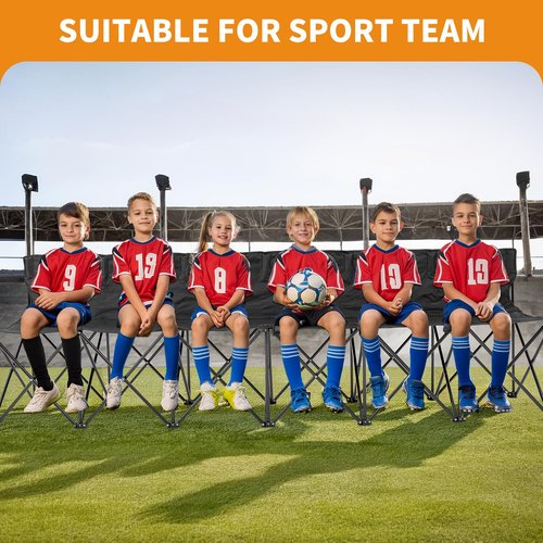LILYPELLE Portable 6 Seat Soccer Bench for Team, Folding Sideline Bench with Carry Bag, 3Pack