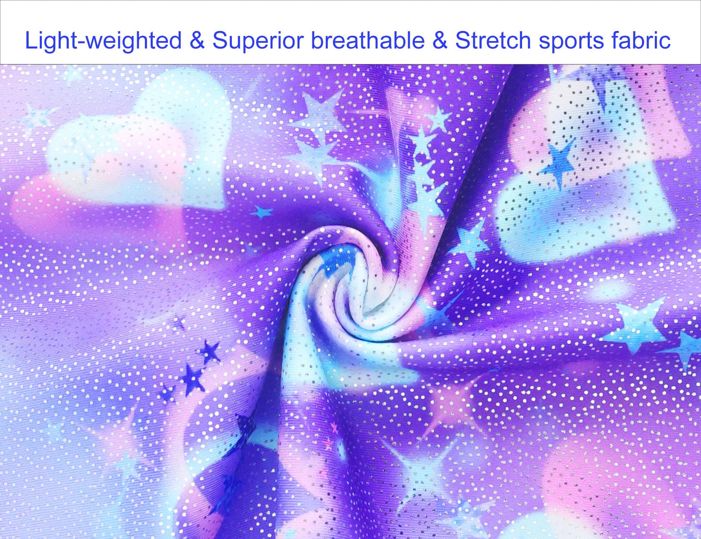 Domusgo Leotard for Girls Gymnastics Size 8-9 Shiny Purple Blue Hearts Sparkle One Piece Durable Athletic Activewear