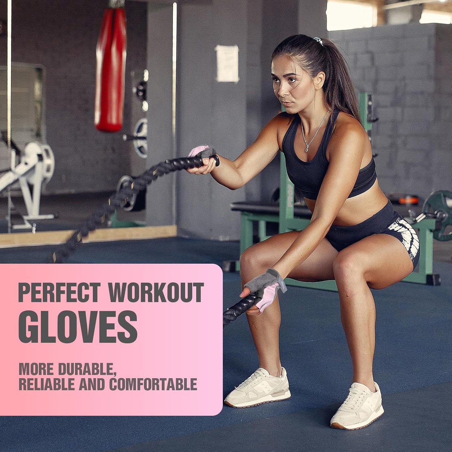 1 Pair Workout Gloves for Women Gym Breathabl Weight Lifting Gloves Women Fitness Female Full Protection Glove for Gym Exercise Cycling Pull Climbing Rowing with Excellent Grip and Cushion Pads (Pink)