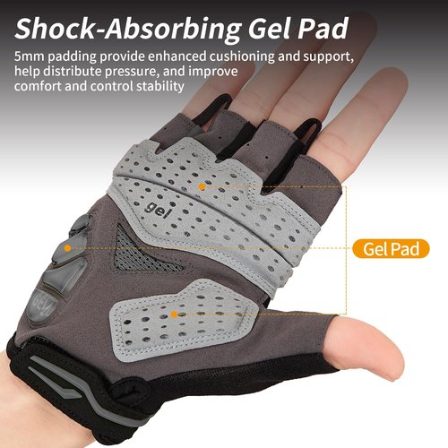 Souke Sports Mens Cycling Gloves with Gel Pads Half Finger Bike Gloves Lightweight Anti-Slip Shock-Absorbing for MTB Road Biking