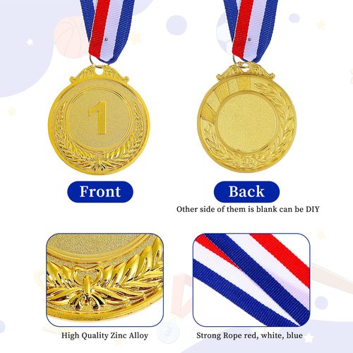 BOHUIZ 6Pcs Gold Medals for Awards, 2 Inch 1st Place Metal Award Medals Olympic Style Winner Awards for Competitions, Sports, Party, Tournaments, and Prizes