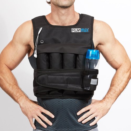 RUNmax rf20nop Run Fast 12lb-140lb Weighted Vest (without Shoulder Pads, 20lb),Black