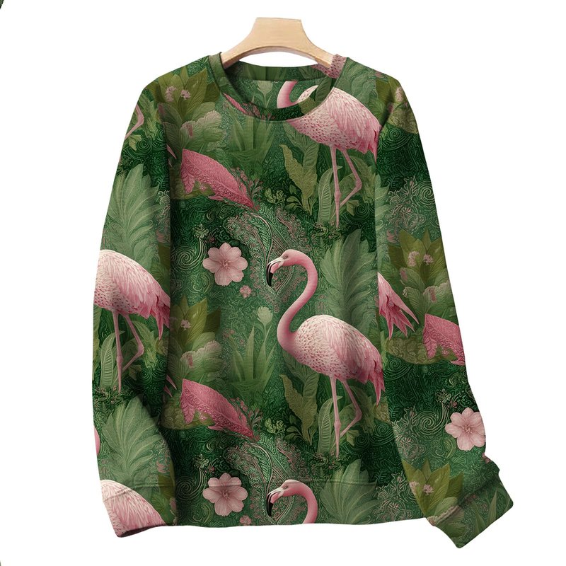 LOAIHA Womens Botanical Leaf Print Sweatshirt Long Sleeve Cotton Blend Pullover Relaxed Fit Crew Neck Top Fall Winter Fashion