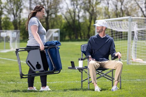 TIMBER RIDGE Portable Folding Director's Chair 2-Pack - Lightweight Camping & Tailgating Chairs with Side Table & Cup Holder, Supports 300 lbs - Outdoor Recreation