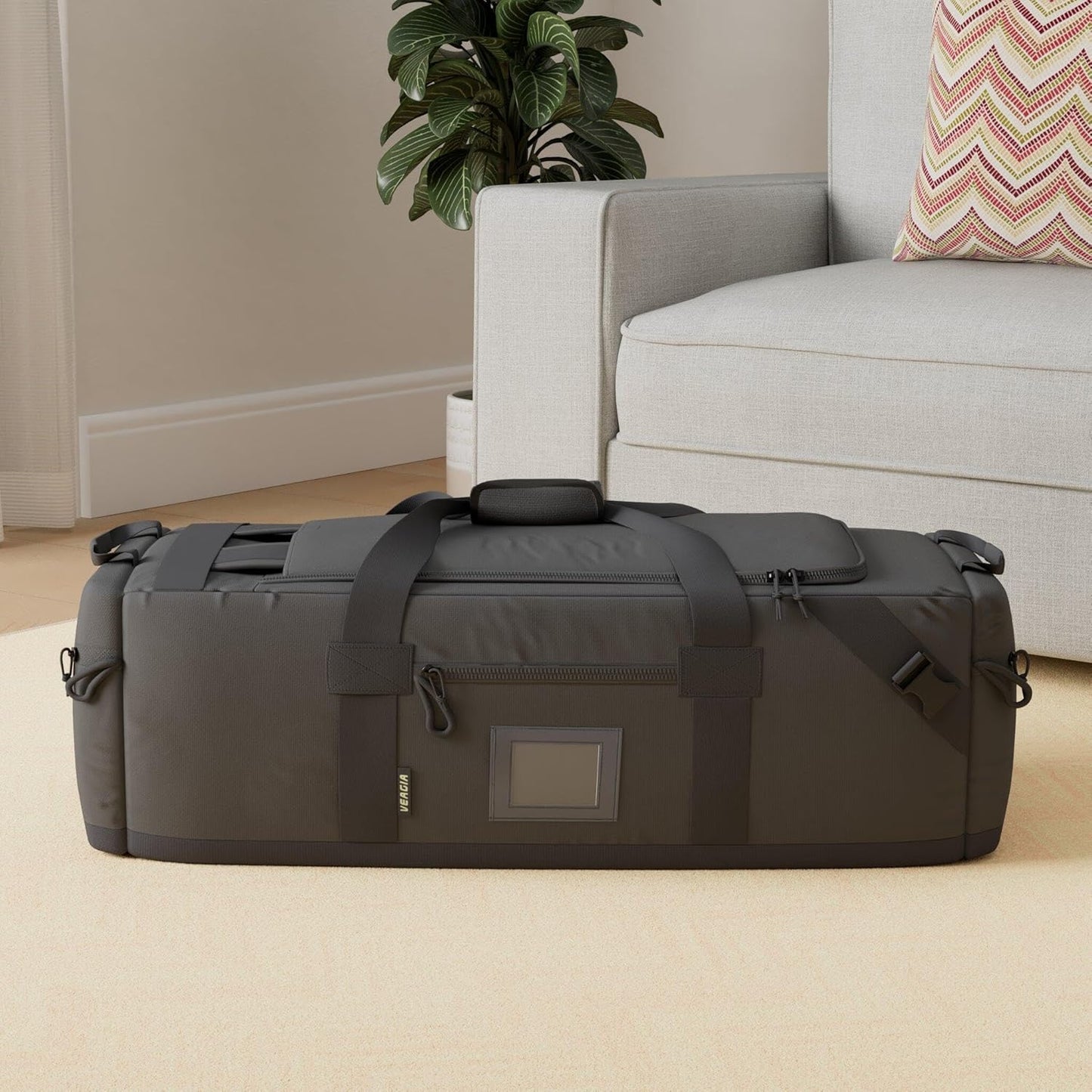 105l Large Duffel Bag For Travel, Gym & Sports - Water Repellent Polyester, Hidden Straps, Shoe Compartment - Perfect Luggage Duffle Bag Or Backpack For Men & Women