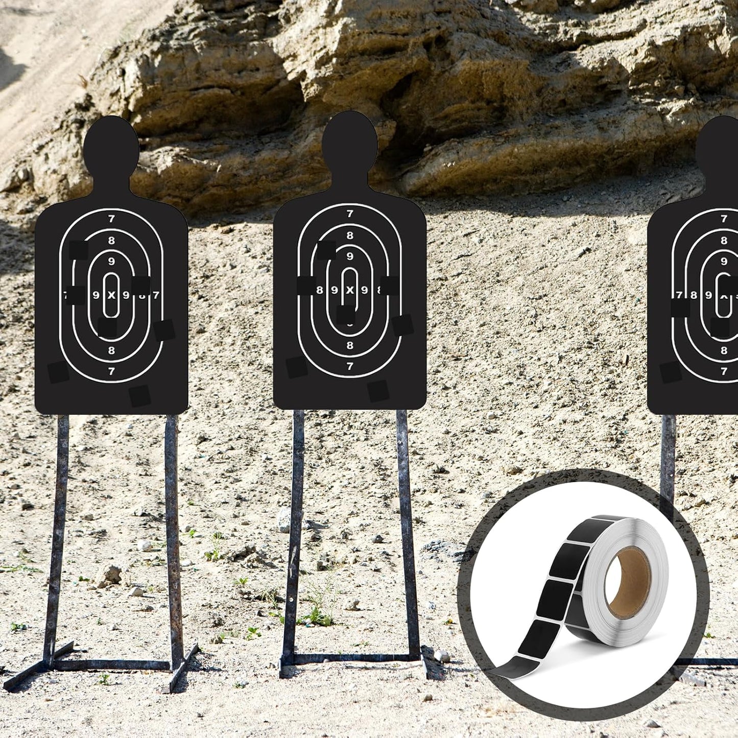 2000pcs/2 Rolls Target Pasters, 1 Inch Self-Adhesive Target Stickers Tape Square Shooting Cardboard Paper Targets Label Marker for Shooting Range Practice