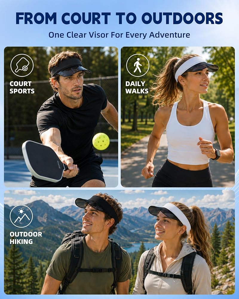Transparent Sun Visor Hat for Women Men - UPF 50+ White Variation
