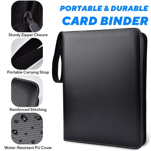 ULLTOON Portable 9-Pocket Trading Card Binder, Holds 990 Cards with 55 Removable Double-Sided Sleeves, Baseball Card Binder Card Storage Organizer Album for Boys, Girls, Sports & Game Cards
