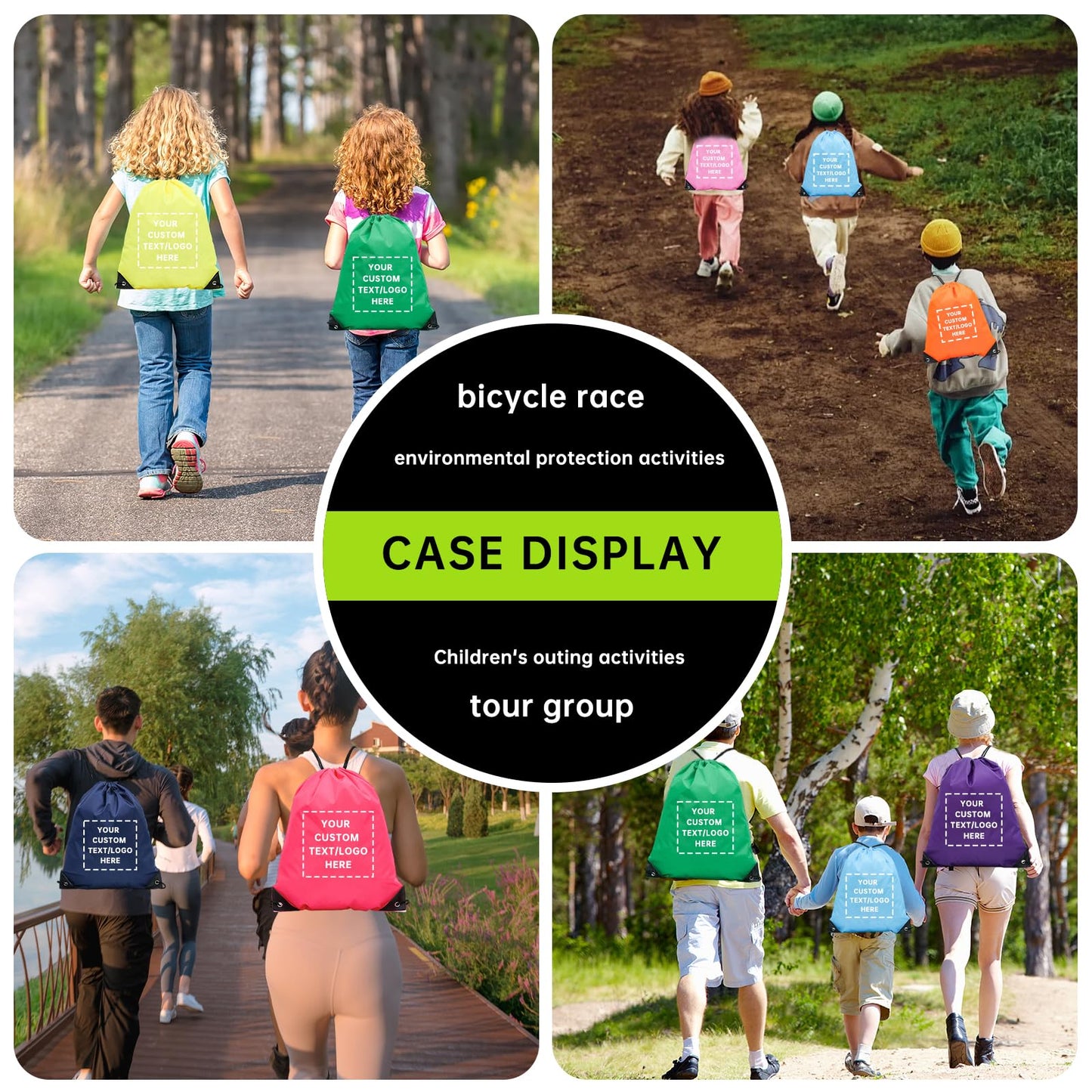 JEOHLORY Custom Drawstring Backpacks bags 10/50/100/200Pack,Promotional Items With Your Logo, bulk personalized Logo Text,Great for Travelling, Gym and for Everyday Use