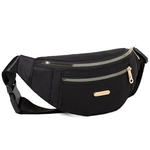 Fanny Pack Waist Pack for Women, Waterproof Waist Bag for Running Sports Travel - Black