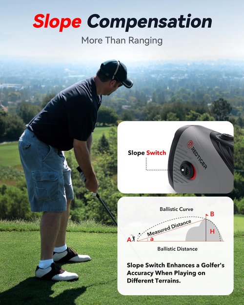 REDTIGER Golf Rangefinder, 7X Magnification 1200 Yards Laser Range Finder with Slope, Built-in Magnetic Bracket, Flag Pole Locking Vibration&Rechargeable, GolfVue Series 1 pro