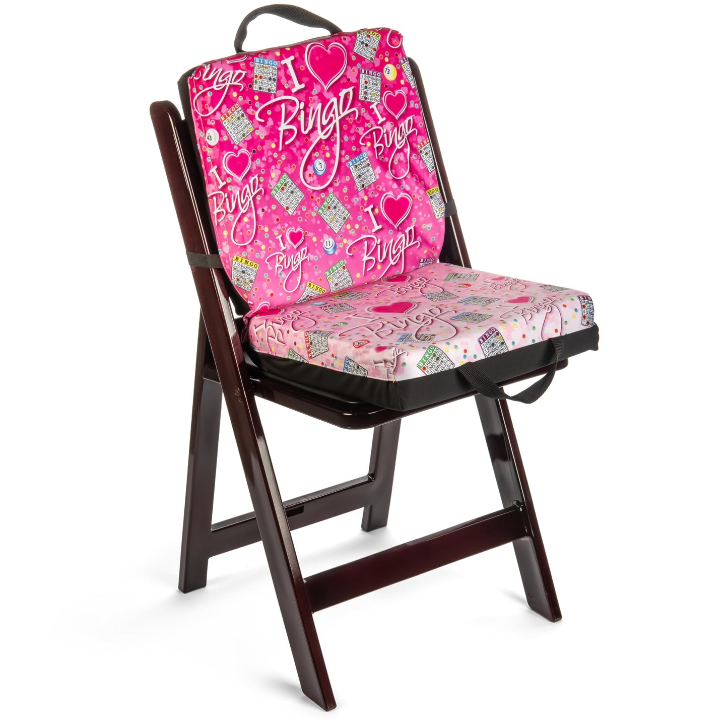 I Love Bingo Pink/Black Double Cushion for Relief During Bingo