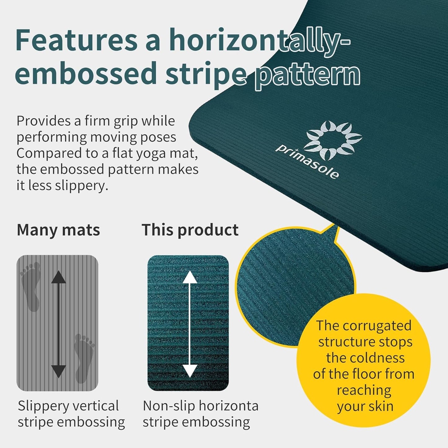 1/2-Inch Extra Thick NBR Yoga Mat with Enhanced Stability - Textured Design, Lightweight Mat with Carrying Strap & Case for Yoga, Pilates, Gym & Home Use (Multiple Colors)