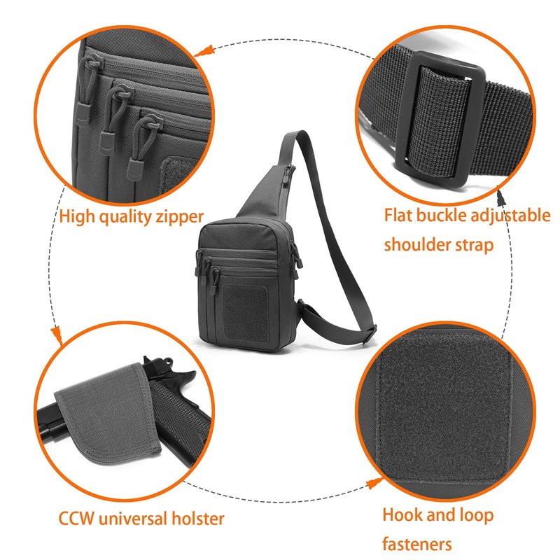 YUNCAIMAOYI Concealed Carry Bag for Men - Ccw Sling Bag - Tactical Crossbody Bag (Black)