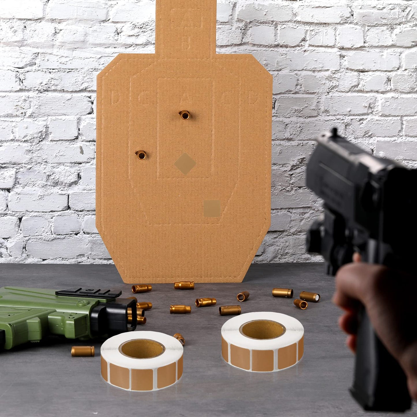 Fuutreo 3000 Pcs Cardboard Target Pasters Self Adhesive Target Stickers 0.87 Inch Square Labels for Pistol Shooting Range Practice, 1000 Per Roll, 3 Rolls(Brown)