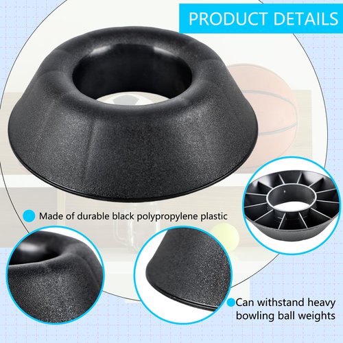 10 Pack Black Bowling Ball Cup Stand Plastic Bowling Ball Holder Ring Sports Ball Cup Display Stand for Softball Bowling Basketball Football Volleyball Souvenir Base Stand