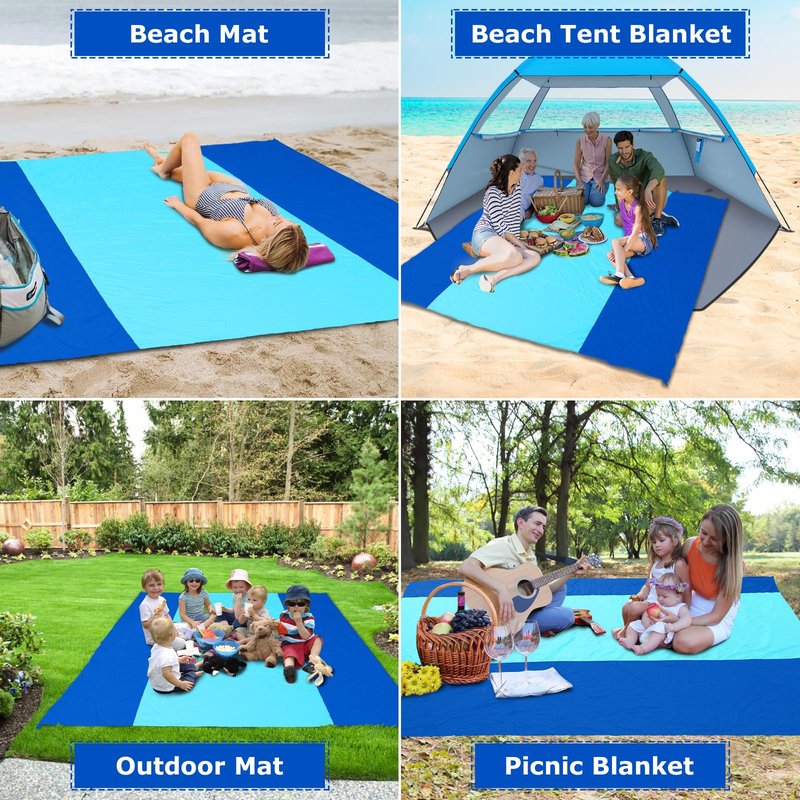 Gorich Beach Blanket Sandproof Waterproof, Extra Large 6.6'x9.2' Sand Free Beach Mat for 1-7 Adults, Lightweight & Quick Drying Picnic Mat for Outdoor Beach Travel Camping Hiking