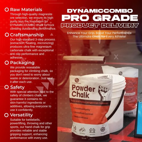 DYNAMICCOMBO Rock Climbing Chalk 340g - Magnesium Carbonate Chalk for Bouldering | Pre-Filled Refill Chalk for Weightlifting, Gymnastics & Gym