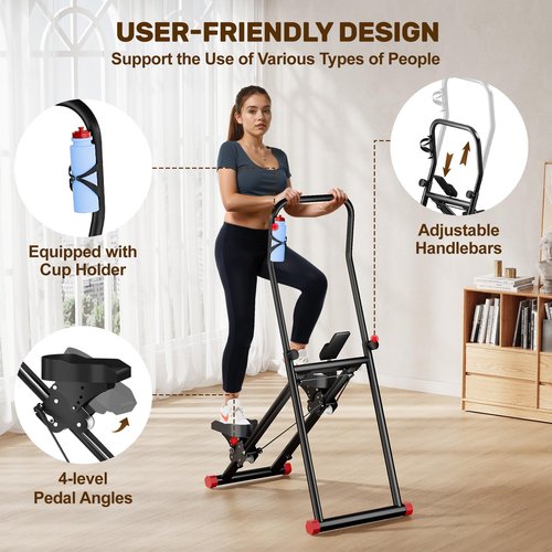 JELENS Stair Stepper for Home Gym Exercise, Compact Folding Cardio Exercise Climber for Full-Body Workout, Vertical Climber Machine, Extended Step Range Design (Black)