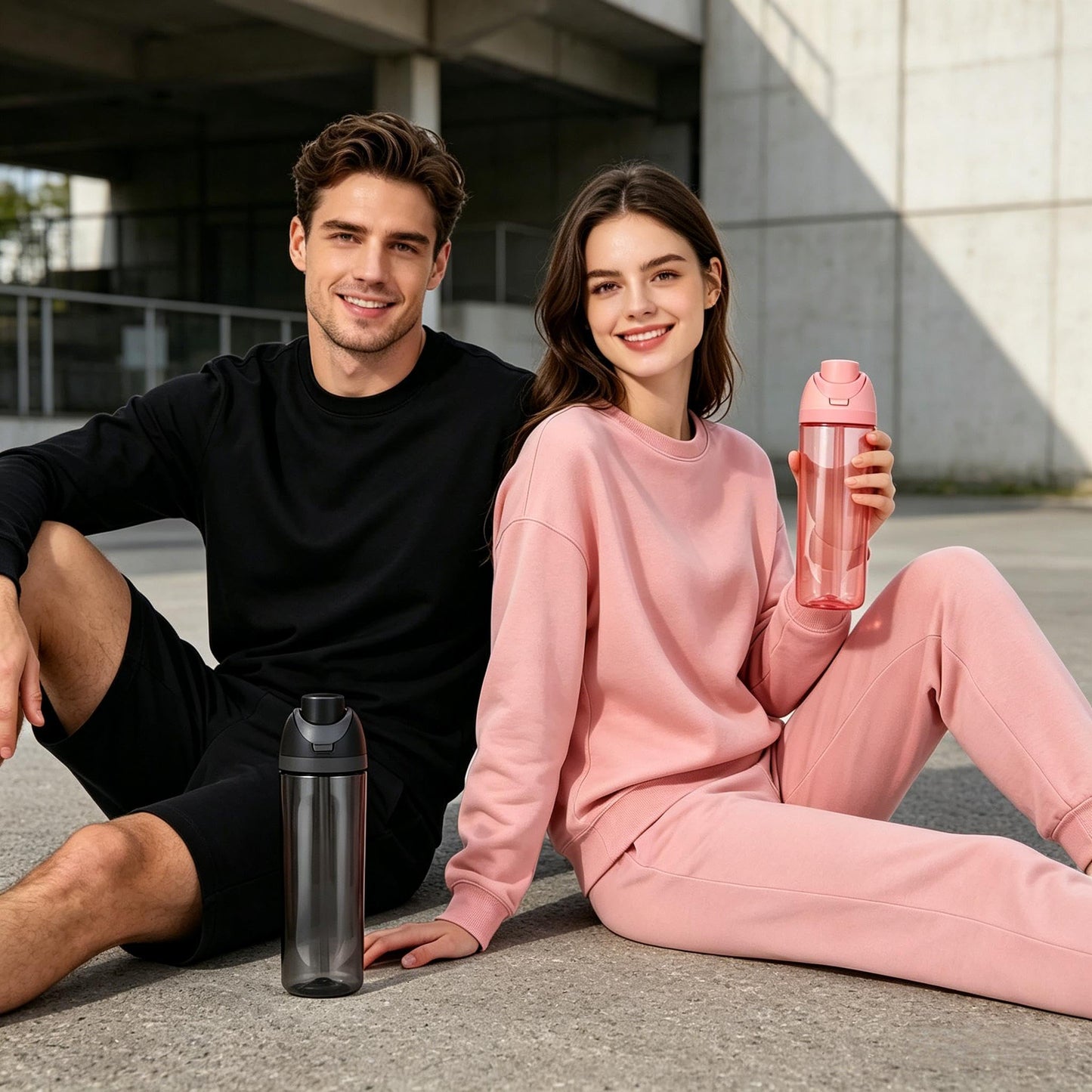 KiiKiiPaNa Clear Plastic Water Bottle with Straw, BPA-Free Sports Water Bottle, Great for Travel, Sports, work, shopping,20 Oz