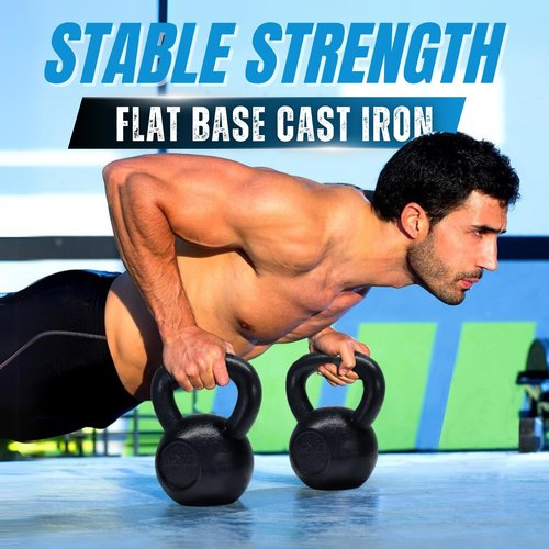 Yes4All 35 lb Kettlebell Cast Iron for Dumbbell Weights Exercises, Gym, Fitness, Full Body Workout Equipment Push up, Grip and Strength Training