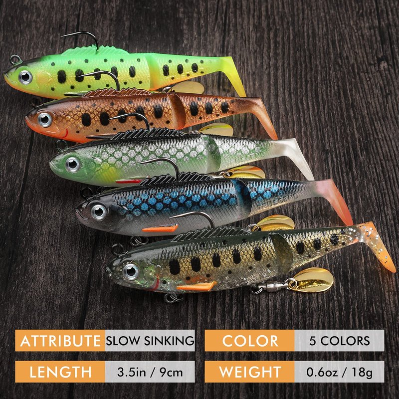 TRUSCEND Fishing Lures for Bass Trout Jighead Lures Paddle Tail Swimbaits Fishing Jigs Baits Freshwater Saltwater Jigging Bass Fishing Gear Gifts for Men