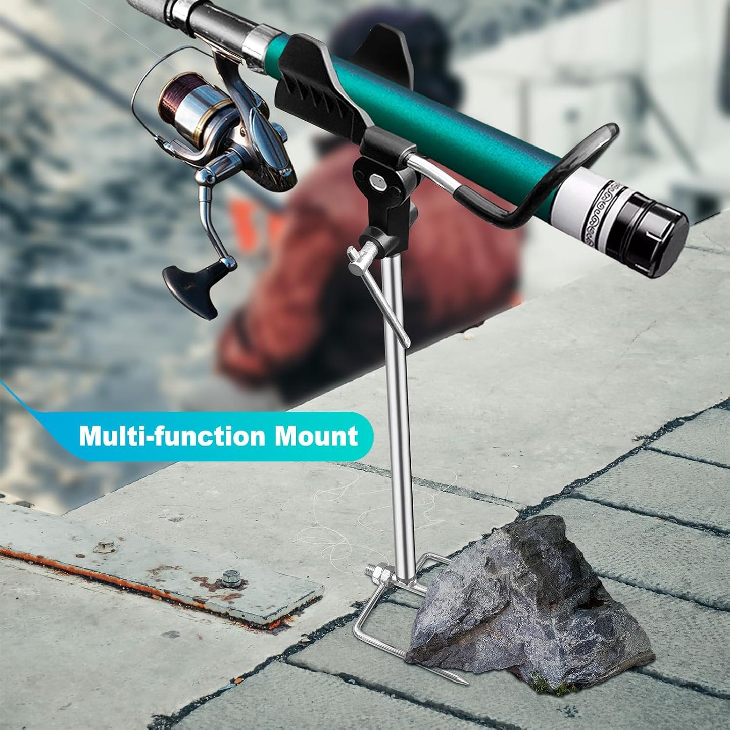 2 Pack Fishing Rod Holders for Bank Fishing, Multifunctional Stainless Steel Fishing Pole Holders for Ground, 360 ° Adjustable & Detachable Easy to Carry, Gift for Men Father’s Day, Birthday Day