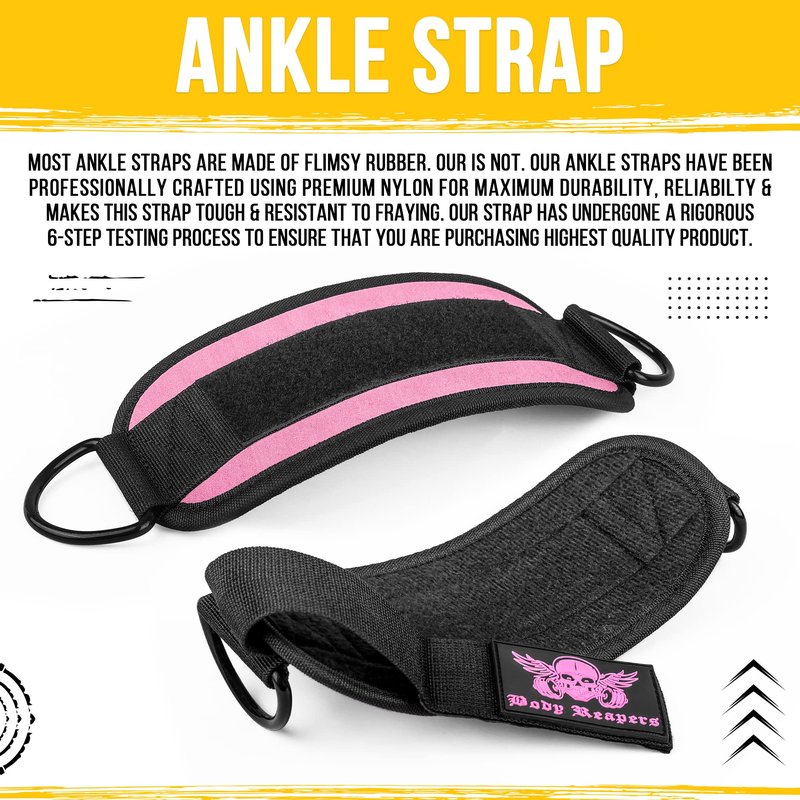 Body Reapers Gym Ankle Cuff Cable Attachment with Adjustable Strap, Durable Double D-Rings & Cushioned Design for Glute, Leg & Lower Body Exercises, Comfortable Workout Straps & Ankle Cuff