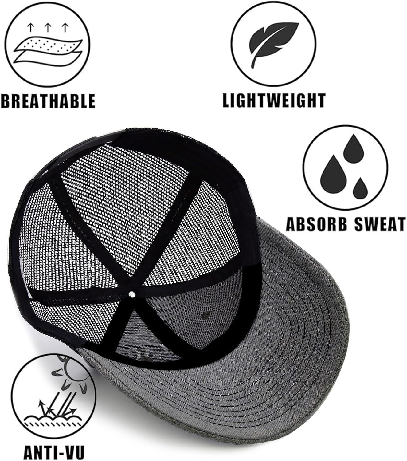2-Pack Breathable Mesh Snapback Trucker Hats, Adjustable Baseball Caps for Men Women, Cotton-Poly Twill Outdoor