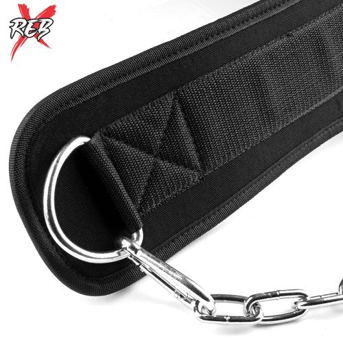REBX Weight Belt – Heavy-Duty Nylon Dip Belt with Neoprene Padding – Ideal for Pull-Ups, Chin-Ups, Dips, Squats & Strength Training – Unisex Weightlifting Belt