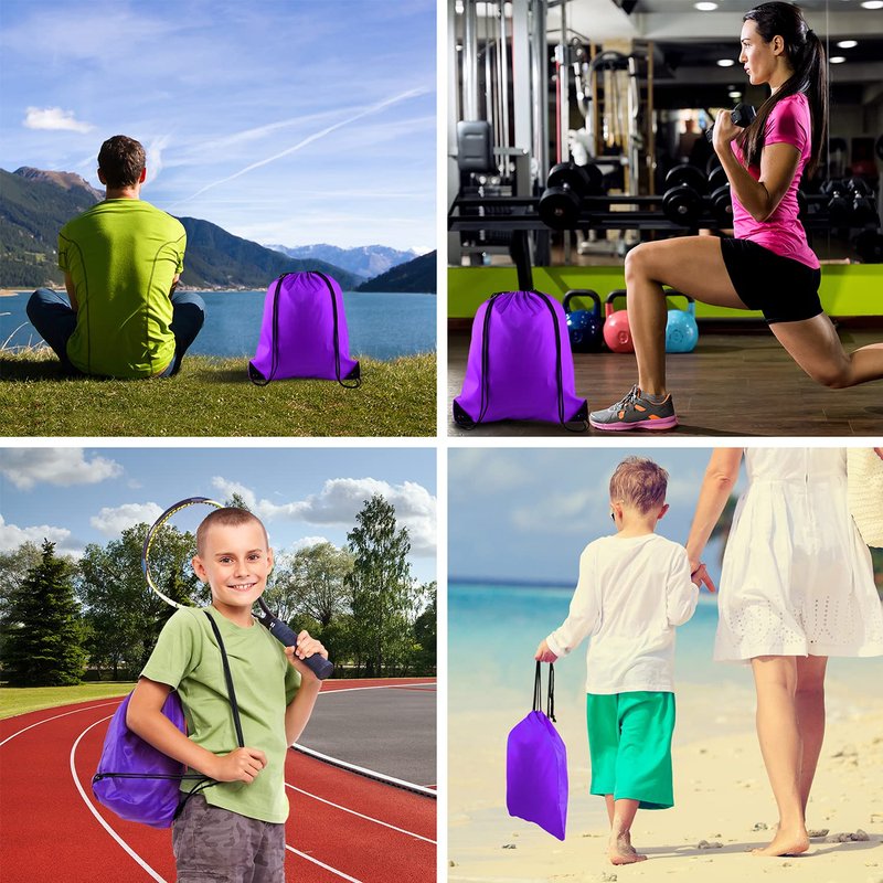 PLULON 25 Pcs Purple Drawstring Backpack Bags Bulk String Backpack Cinch Sack Pull Sport Gym Backpack Bags for Yoga Traveling Outdoor Sports
