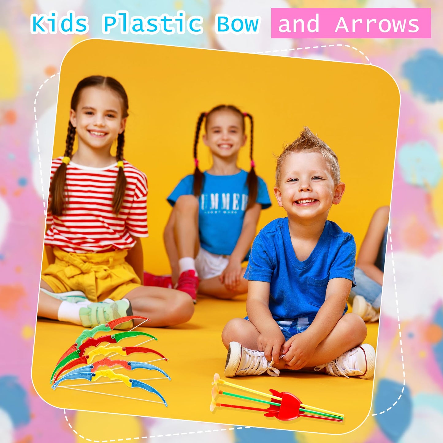 16 Sets Kids Plastic Bow and Arrow Toy Small Bow and Arrow Shooter Mini Arrow Shooter Toys for Boys Girls Sports Target Outdoor Game Sport Party Favors Gifts