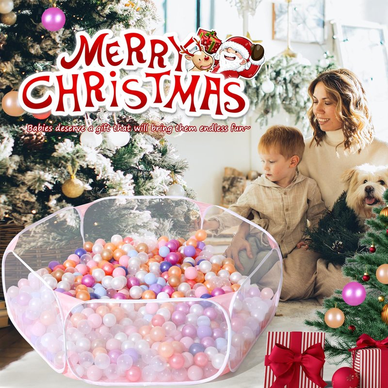 Kids Ball Pit Large Pop Up Children Ball Play Tent for Toddlers Girls Boys for Indoor Outdoor Baby Playpen with Carry Tote, Balls Not Included (Pink)…