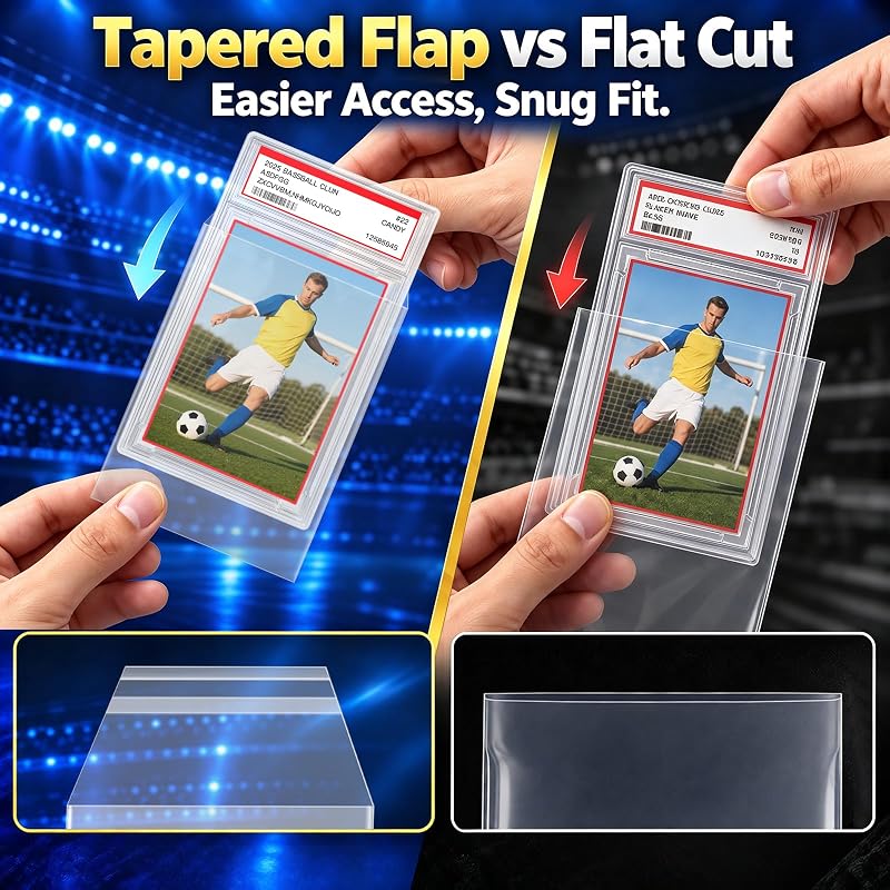 200 Pcs PSA Slab Card Sleeves - Clear Team Bags for Graded Cards 3.4x5.5 in