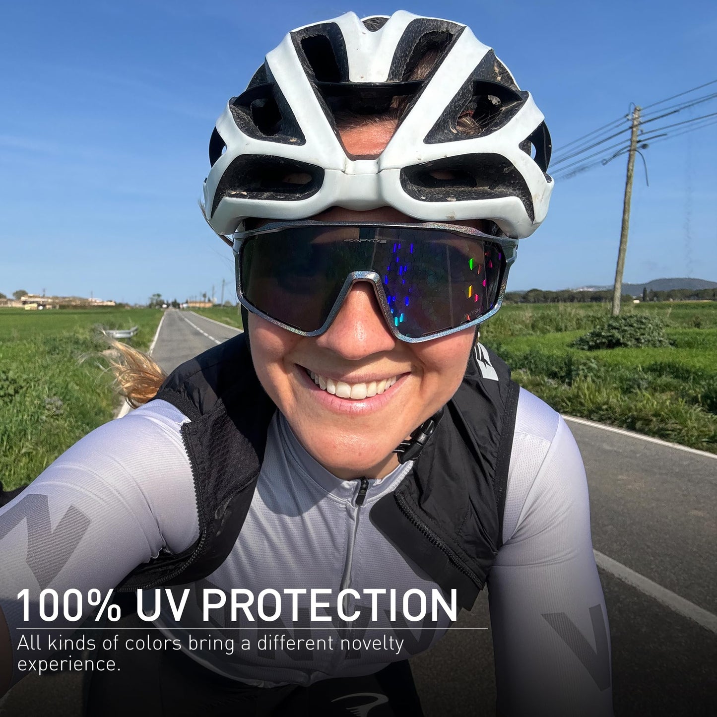 KAPVOE Polarized Cycling Glasses for Men Women Mountain Bike Sunglasses MTB Goggles TR90 Sport Sunglasses UV400 Protection Biking Bicycle Riding Running Triathlon Baseball Golf Cycle