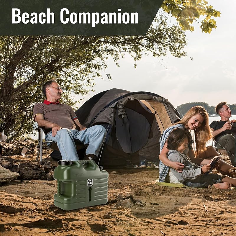 5 Gallon Camping Water Jug with Spout - Leak Proof HDPE Bottle, BPA Free