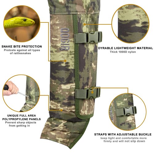 HUNTARMOR Snake Guard Gaiter Chaps: Total Protection Snake Chaps, Ankle to Thigh Snake FP Chap, Hunting Gear with Full Protection for Legs from Snake Bites & Briar Thorns & Brush